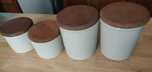 Set Of 4 Lidded Pottery Canisters Robinson Ransbottom Roseville Ohio Fast Ship