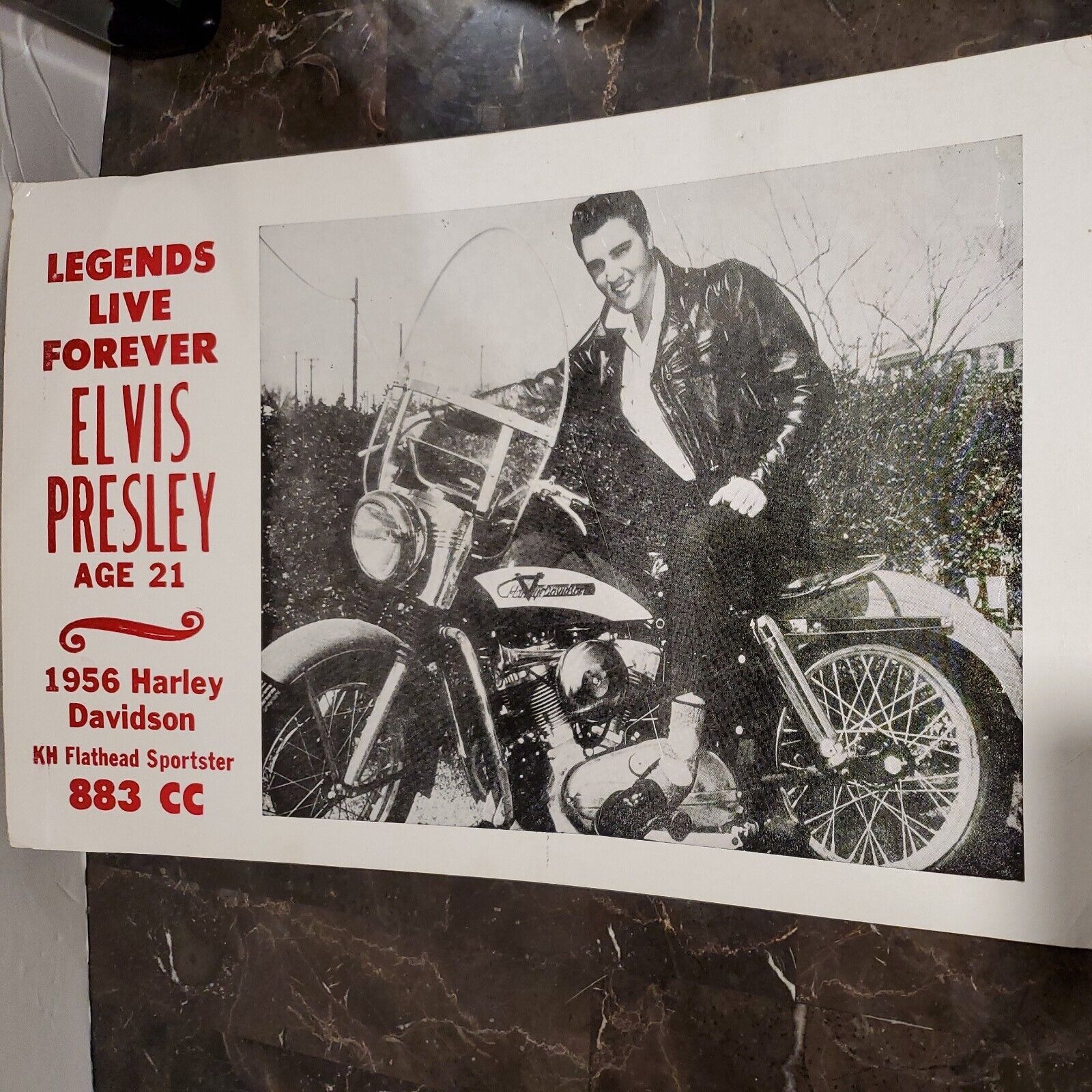 Vintage 1956 Elvis Presley Harley Davidson Promotional Ad Poster Age 21