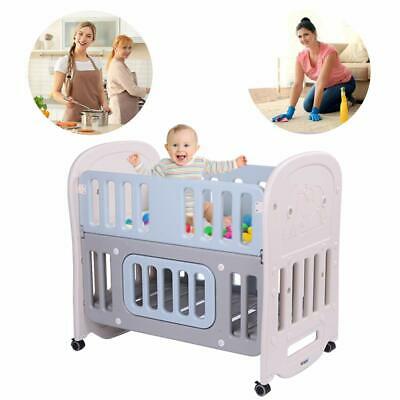 JOYMOR 6-in-1 HDPE Multi-function Baby Rocking Crib Cradle Bed with 2
