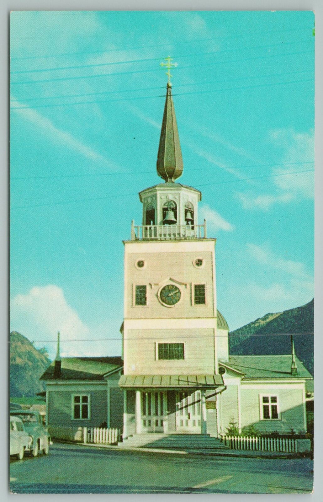 Sitka Alaska~Russian Church of St Michael~Clock Tower~Vintage Postcard