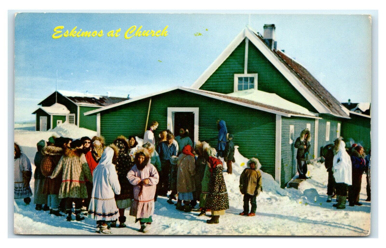 Postcard Eskimos at Church at Point Hope, Alaska AK AJ16