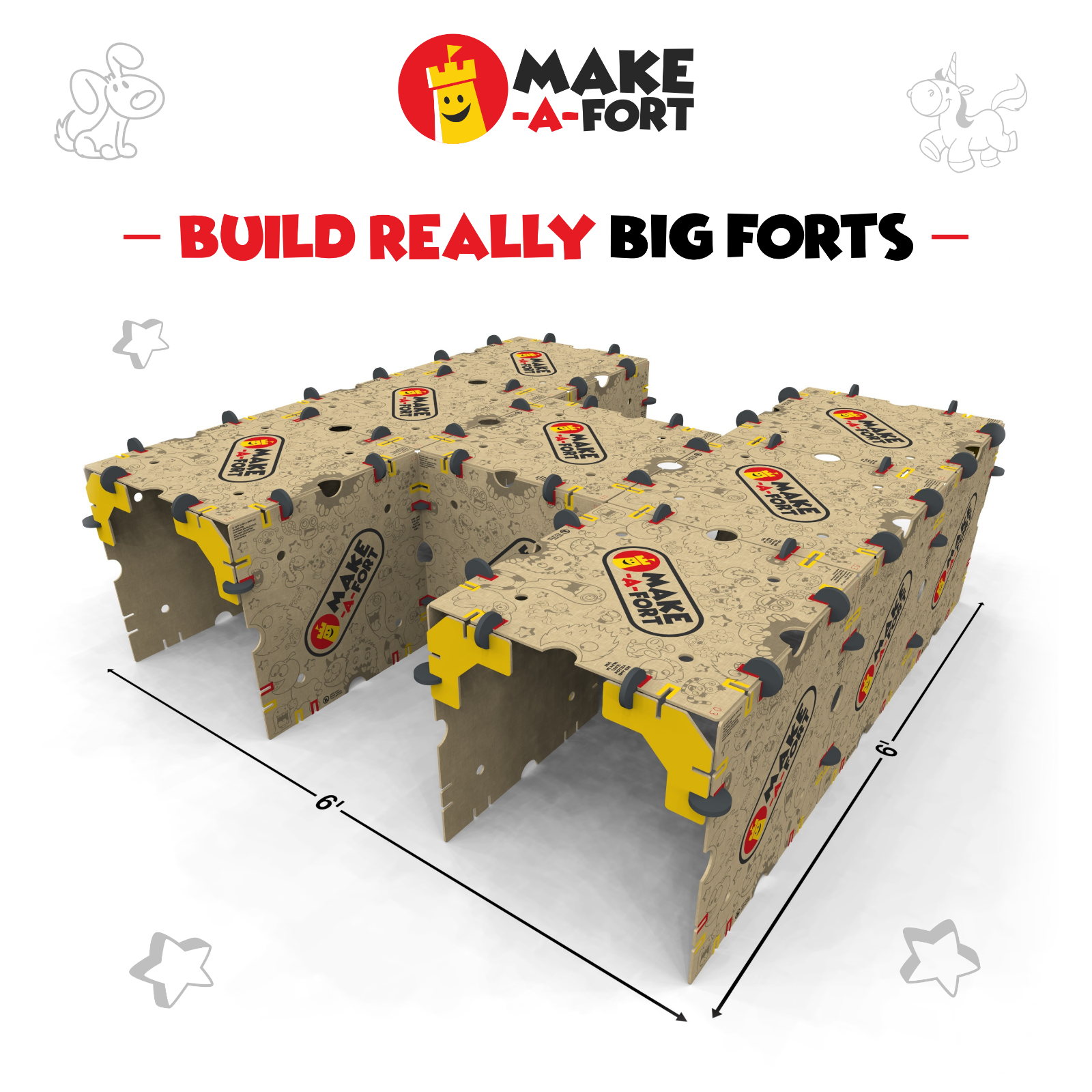 Make-A-Fort Building Kit for Kids - Box Fort - Build a Fort