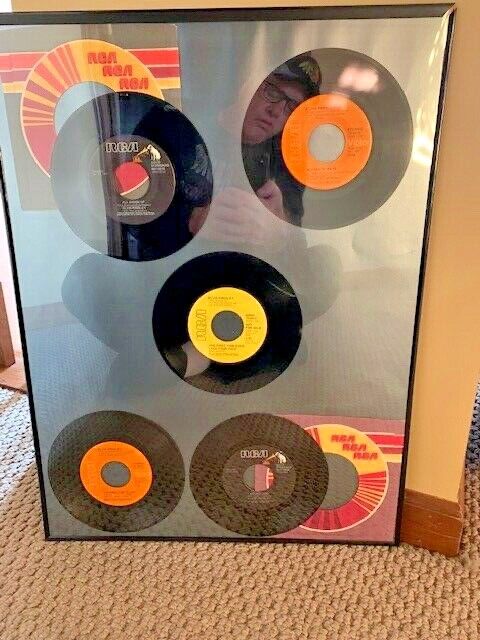 5 Elvis Presley 45 rpm Records Framed
