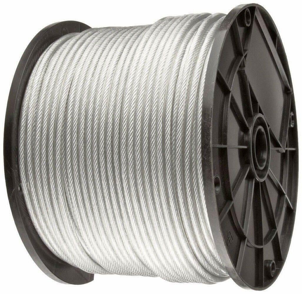 Vinyl Coated Stainless Steel 304 Cable Wire Rope 7x7, Clear, 1/16