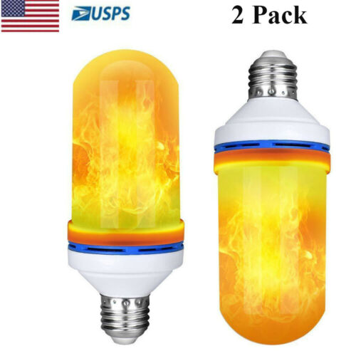 2 Pack Led Flame Effect Fire Light Bulb E27 Simulated Nature Flicker Lamp Decor