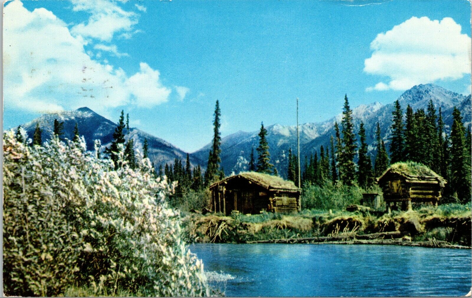 View Of A Fur Trapper's Cabin & Fur Cache Alaska Vintage Postcard
