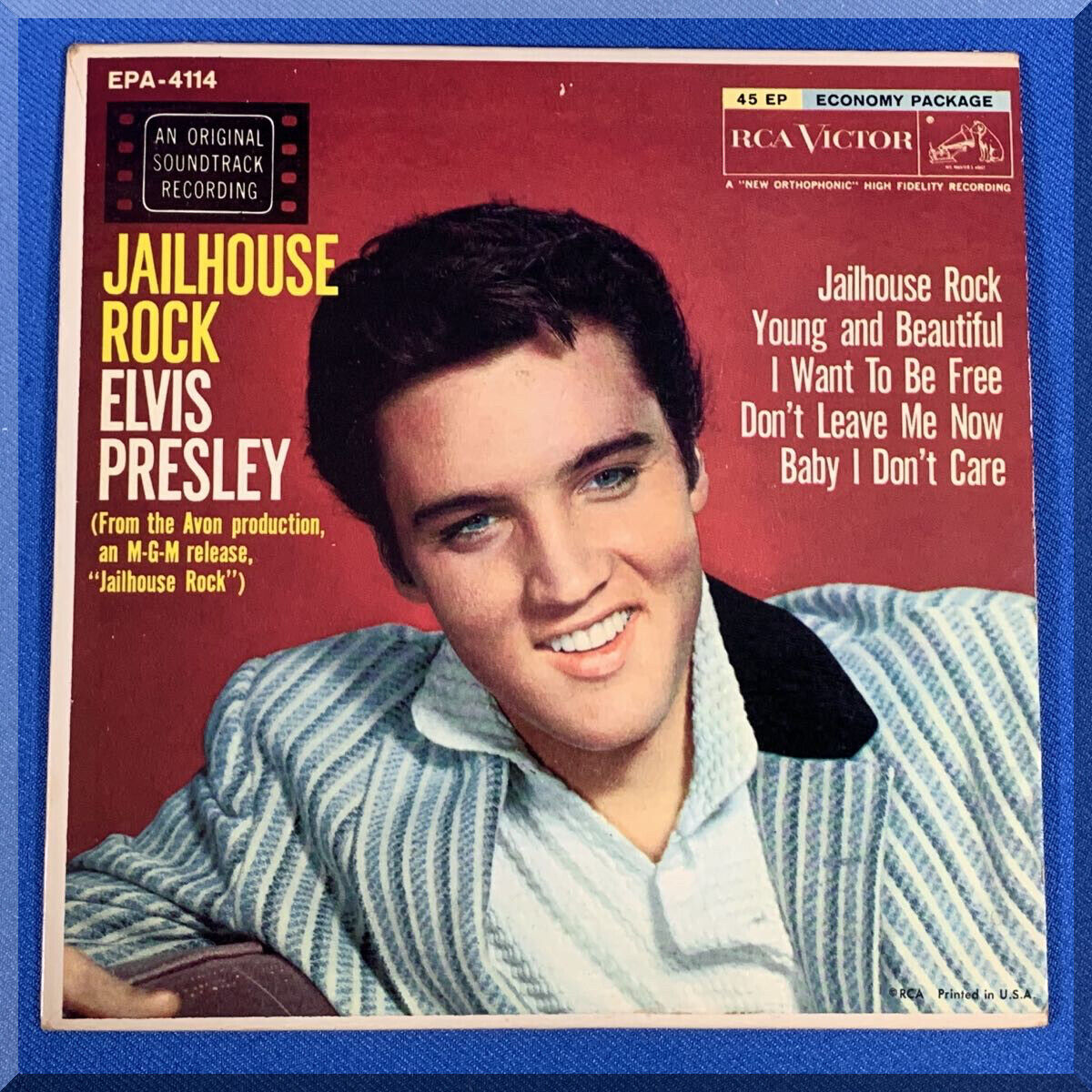 ELVIS PRESLEY JAILHOUSE ROCK 45 RPM EPA 4114 RCA VICTOR CARDBOARD PICTURE SLEEVE