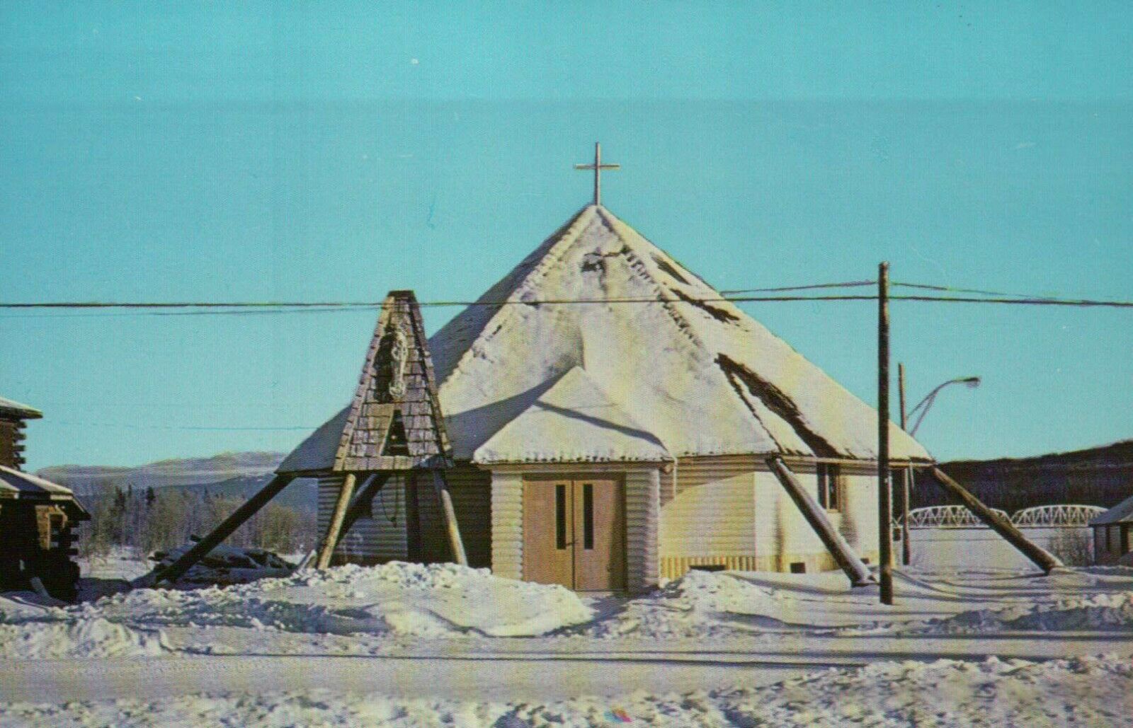 PLEASE READ  Immaculate Mary Church Teslin Yukon Alaska Standard Chrome Postcard
