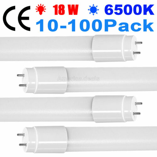 10 -100 Pack LED T8 Tube Light Replace Fluorescent Light Bulb G13 18W 2000lm