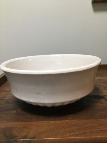 Vintage Roseville O Usa Pottery Bowl R.r.p. Co.white, 9 In Dia, 4 In Tall