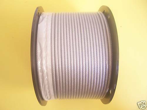 Vinyl Coated Wire Rope Cable 1/8-3/16, 7x7: 50,100, 200, 250, 300, 500, 1000  Ft