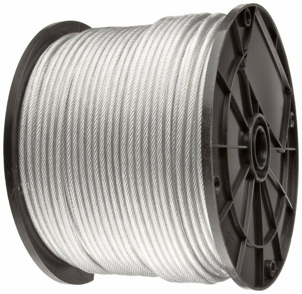 Vinyl Coated Wire Rope Cable 1/16 - 3/32 7x7: 50,100, 200, 250, 500,1000, 2500ft